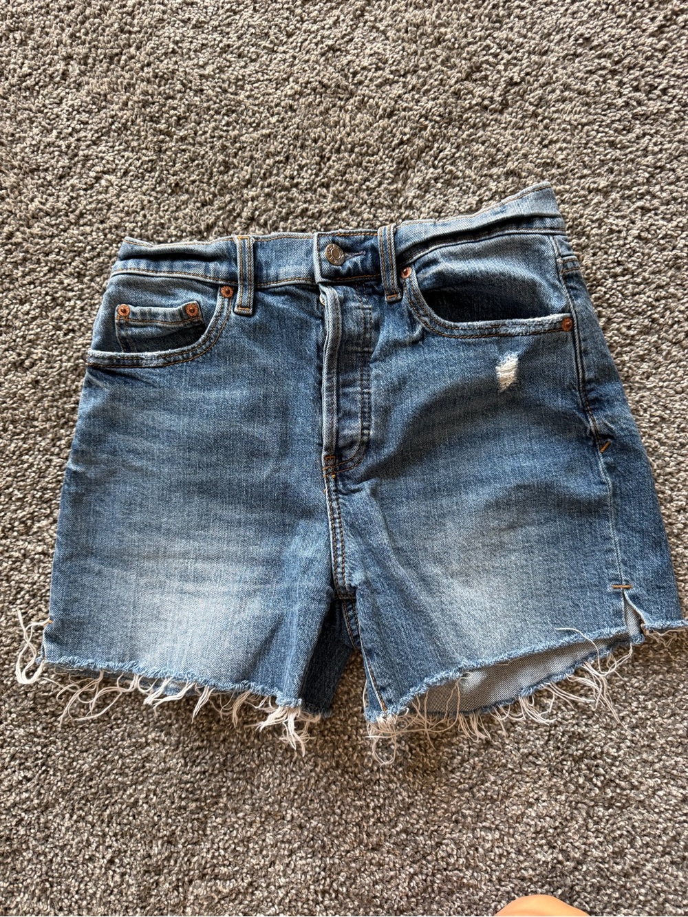 Blue Denim High Waisted Cutoff Shorts - Women's